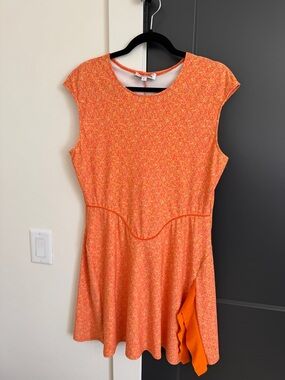 Cap-Sleeve Orange Athletic Mini Dress with Flared Skirt